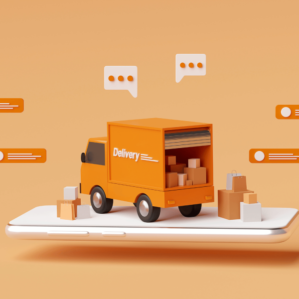 une illustration d'un camion de livraison sur un smartphone