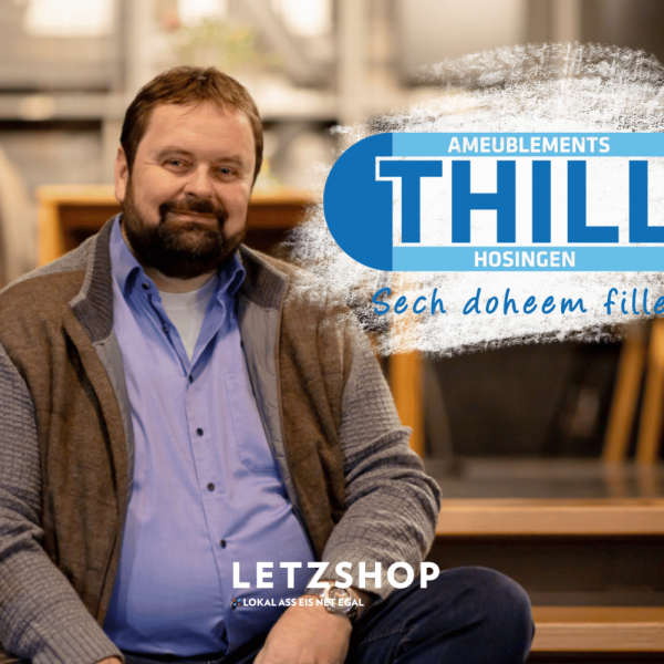 une photo d'un homme avec le logo ameublements thill.lu